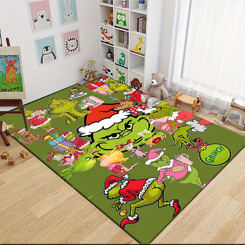 Tappeto Tappetino Celebrazione di Natale Grinch Morbido Lavabile Antiscivolo Casa Soggiorno Tappetini Divano Tappeto di Natale Personalizzato