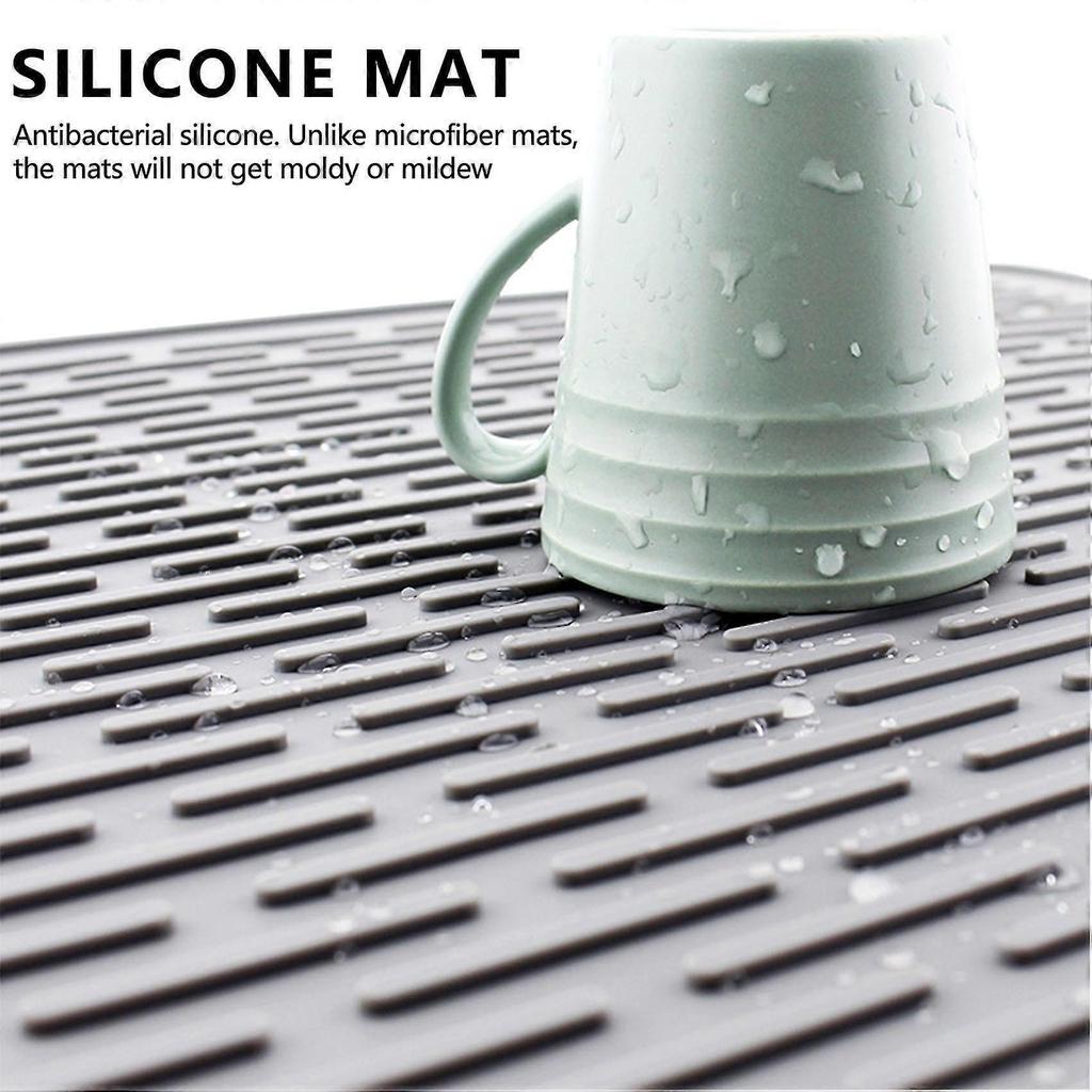Large Silicone Placemat Dish Drying Mat Kitchen Draining Table Drain Mat Sink Non-slip Pad Durable