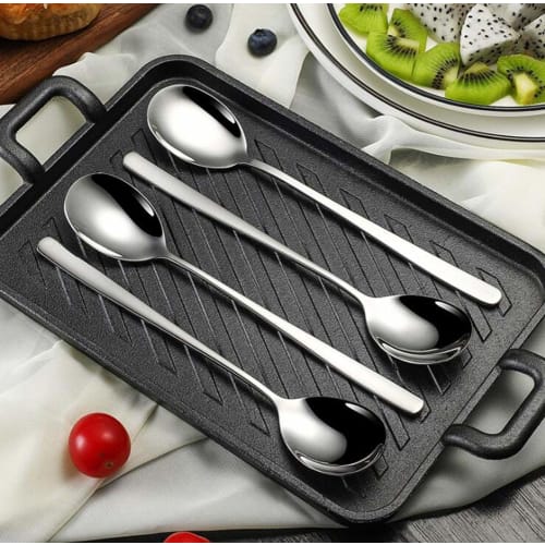 YFWOOD 5dílná sada nerezových jídelních lžic, 20,8 cm, korejský styl, dlouhé, vhodné do myčky, ideální na bibimbap, polévku, kari, ramen, salát a oběd