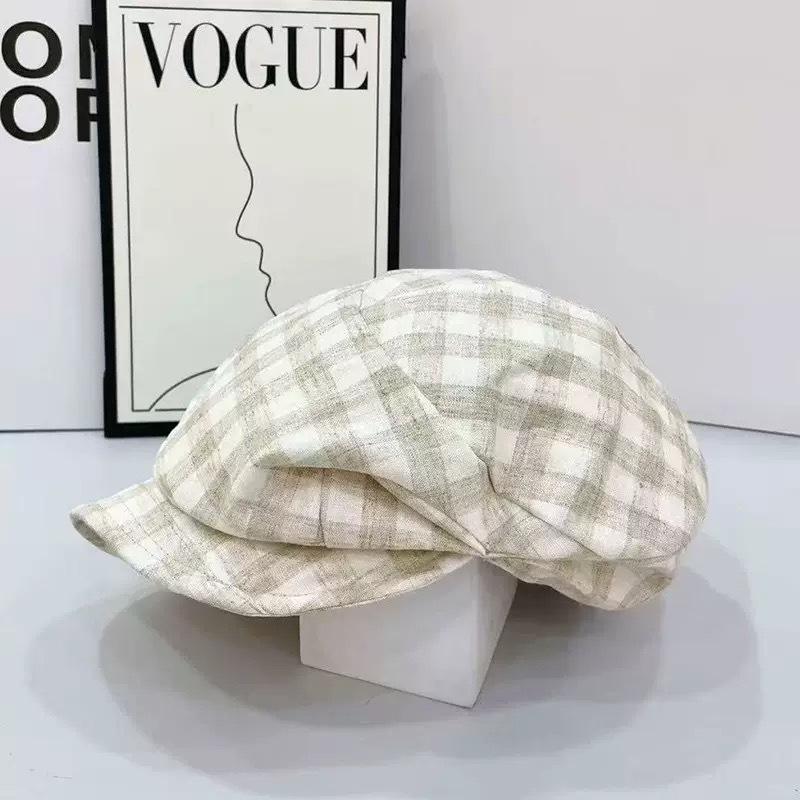 Retro Pleated Cloud Octagonal Hat Children Spring And Autumn Casual Versatile Literary Beret Showing Small Face