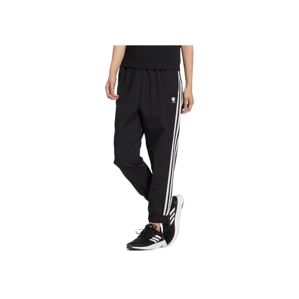 Adidas Neo Color Block Striped Casual Woven Retro Sports Long Pants Women Pants Black HM7414