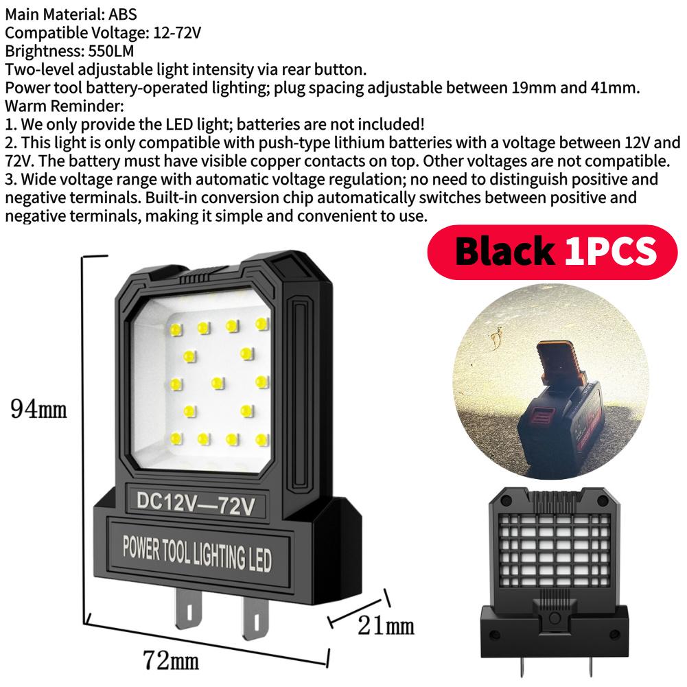 12-72V Work Lamp Light Power Tool Accessories For Makita 18V For DeWALT 20V For Milwaukee For Bosch For M18 Lithium Battery Case