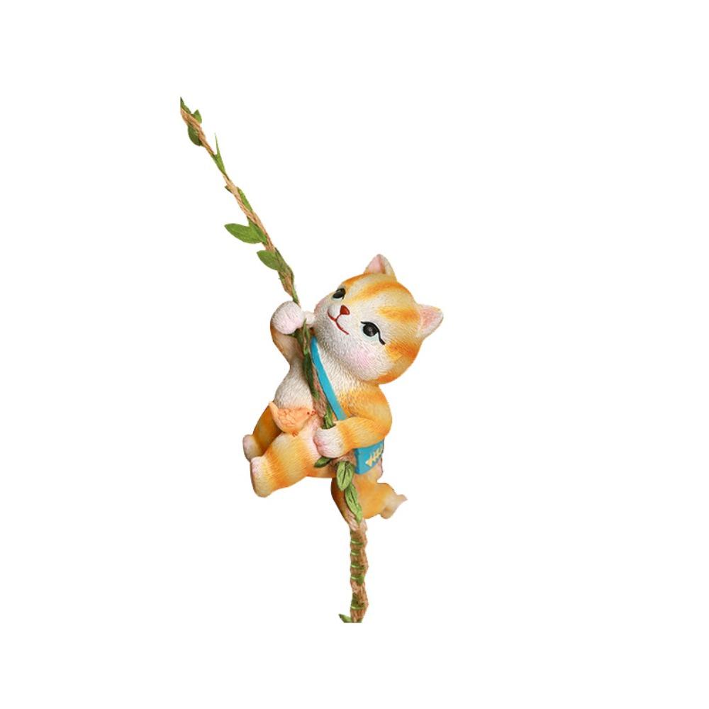 

Cute Pig Statue Pendant Cartoon Miniatures Figurine Crafts Cat Climbing Vine Pendant Outdoor Cat
