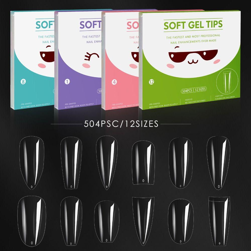 

Впитывайте мягкий гель Полное покрытие Накладные ногти разного размера Прозрачная ногтевая пластина Средний миндаль прозрачный