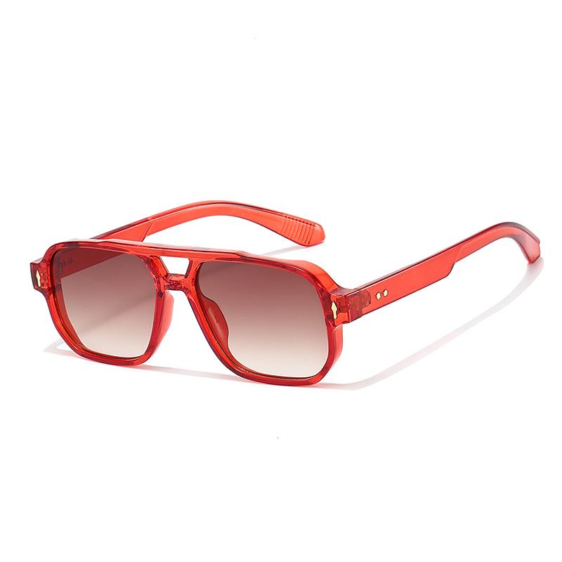 Double-Beam Arrow Rice Nail Retro Square Sunglasses for Men & Women