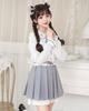 JIURUN Vestido de Uniforme Escolar Lolita Cosplay Menina de Escola Mori Girl Tamanho Grande Blazer JK Saia Plissada Conjunto de Blusa Camisa Saia Meias Brancas G