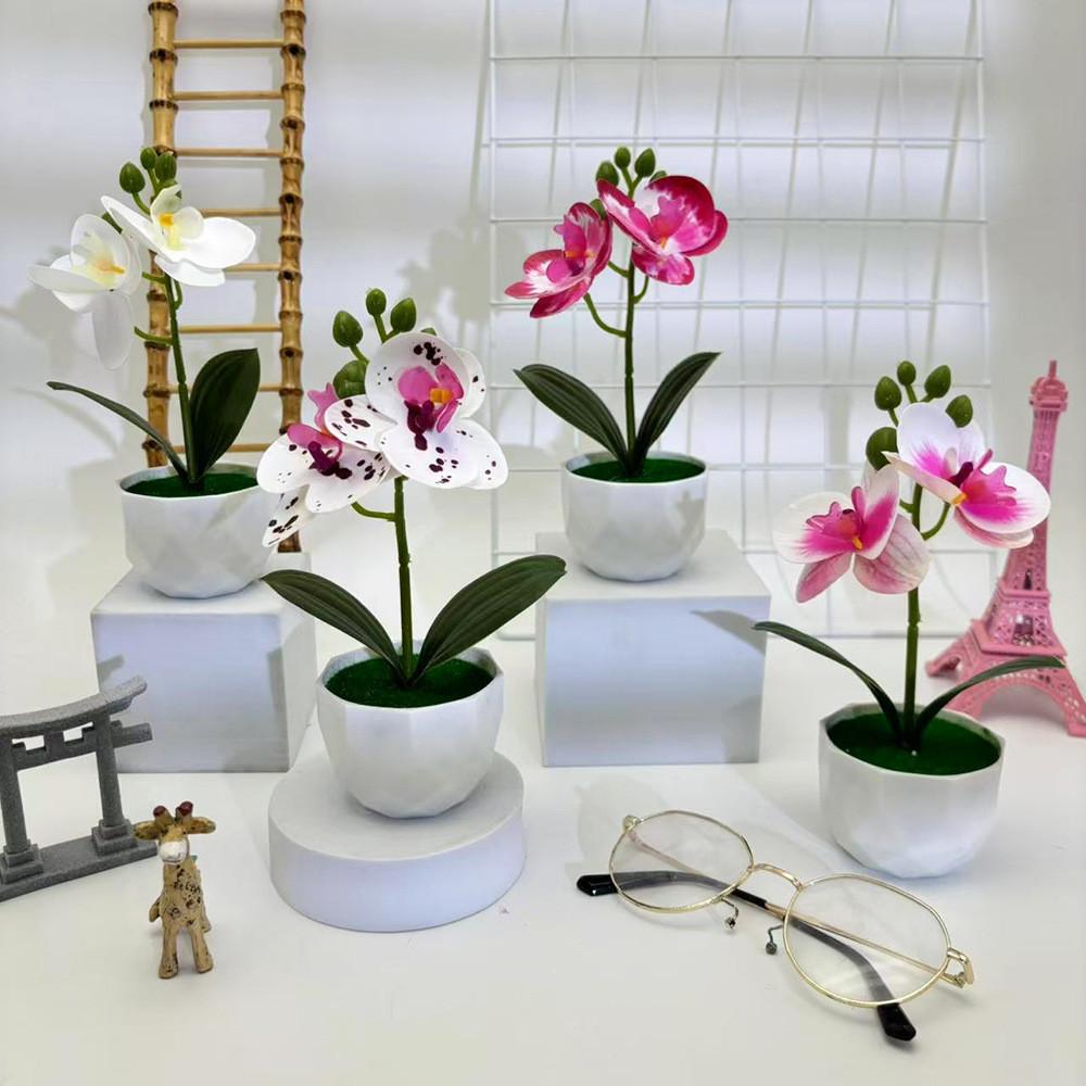 Pot Artificial Phalaenopsis Flower Bonsai For Event Decoration Prop And Home