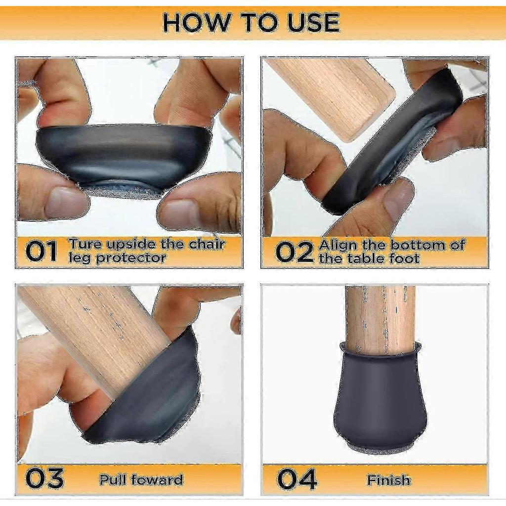 Chair leg pads for hardwood floors - 16pcs non-slip protectors