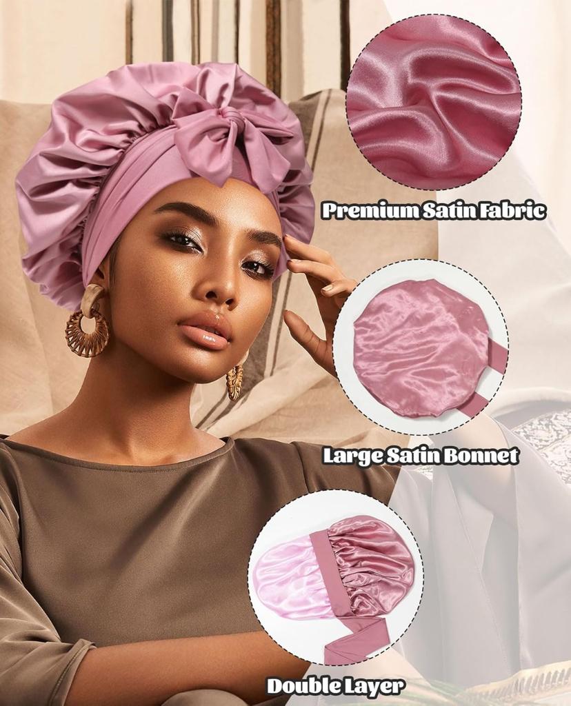 Double Layer Satin Hair Cap for Sleeping Bonnets for Women Round Haircare Women Headwear Night Hat Reversible Head Cover