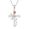 Huitan Aesthetic Rose Flower Cross Pendant Necklace Bridal Neck Accessories for Wedding Newly Design Exquisite Women Jewelry New