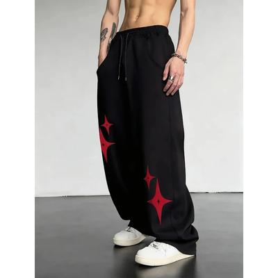 Y2K Hip-hop Style Drawstring Loose Casual Sports Pants for Men's Autumn and Winter Comfortable Home Wear Wide Leg Pants
