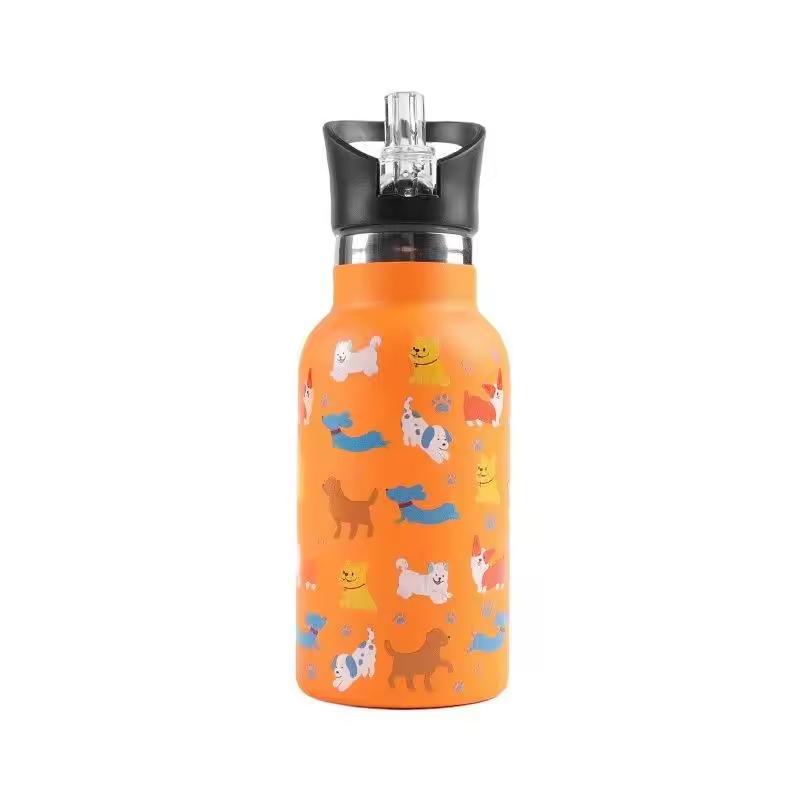 Stainless Steel Double-Wall 12 Oz 350 Ml Insulated Water Bottle Kids School Flasks with Modern Design Handgrip Travel Thermos