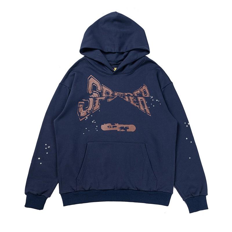 Sp5der Star Spider Foamed Letter Print Fleece Lined Hoodie Pants Set Teens Casual Streetwear Outfit