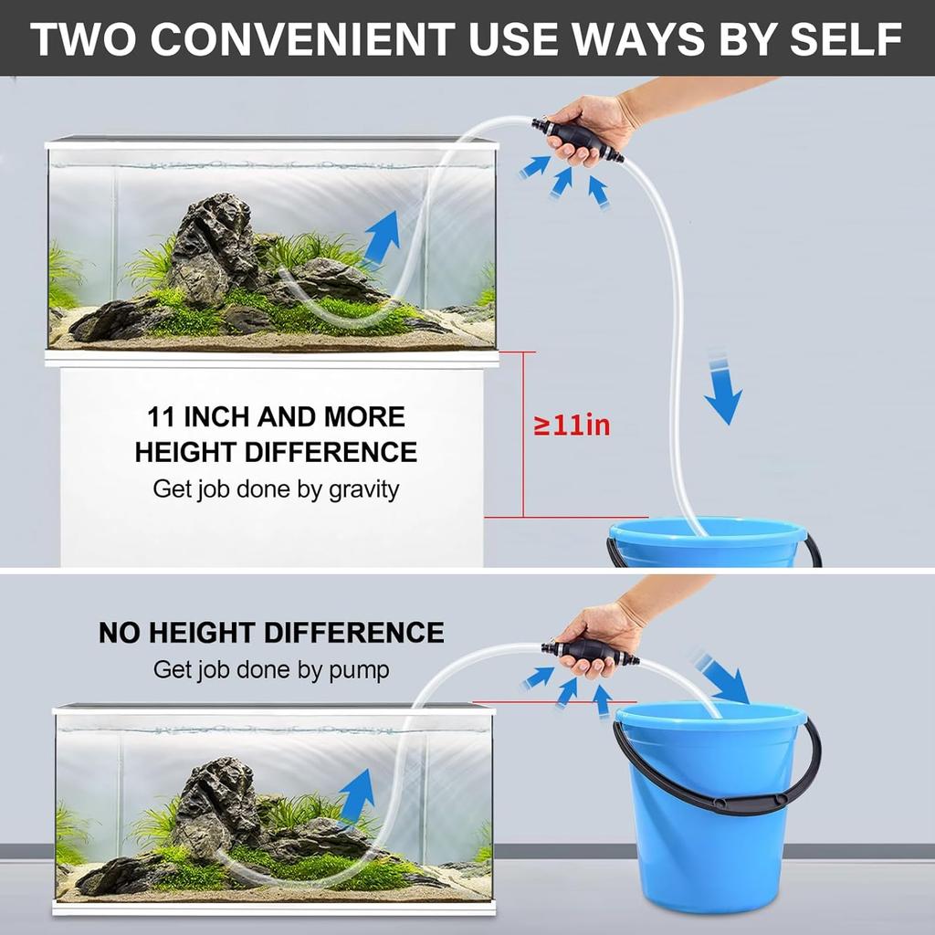 Portable Manual Siphon Pump For Fuel Transfer, Premium Gasoline Diesel Water Oil Transfer With 15Mm PVC Hoses, Hose Clip & Brass Connectors, Ideal