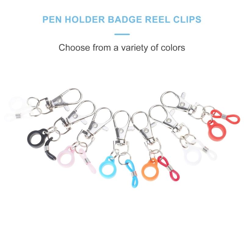 7pcs Stylish Silicone Pen Holders with Lobster Clasp Pen Clips Lanyard Badge Reels Accessory for Nurses Doctors