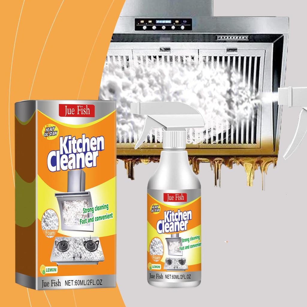 Jue-Fish Kitchen Foam Cleaner for Heavy Oil Stains and Range Hoods