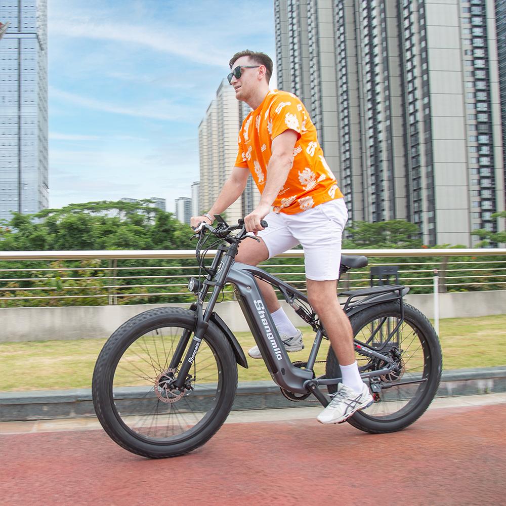 Shengmilo Elektrokolo pro dospělé 500W Motor 48V 840Wh Li-Ion baterie 7rychlostní převodovka Shimano 60km 42km/h 26" horské elektrokolo elektrické kolo MX05 šedá