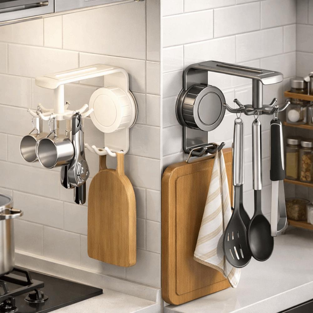 Non Punching Pot Shovel Spoon Storage Rack 360 Degrees Rotatable Spoon Hanging Rack  Home