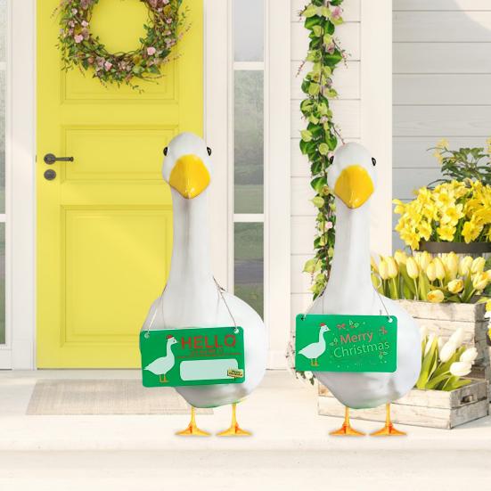 Porch Goose Hanging Sign Weather-proof Outdoor Garden Patio Yard Goose Statue Halloween Christmas Welcome Decorative Plaque
