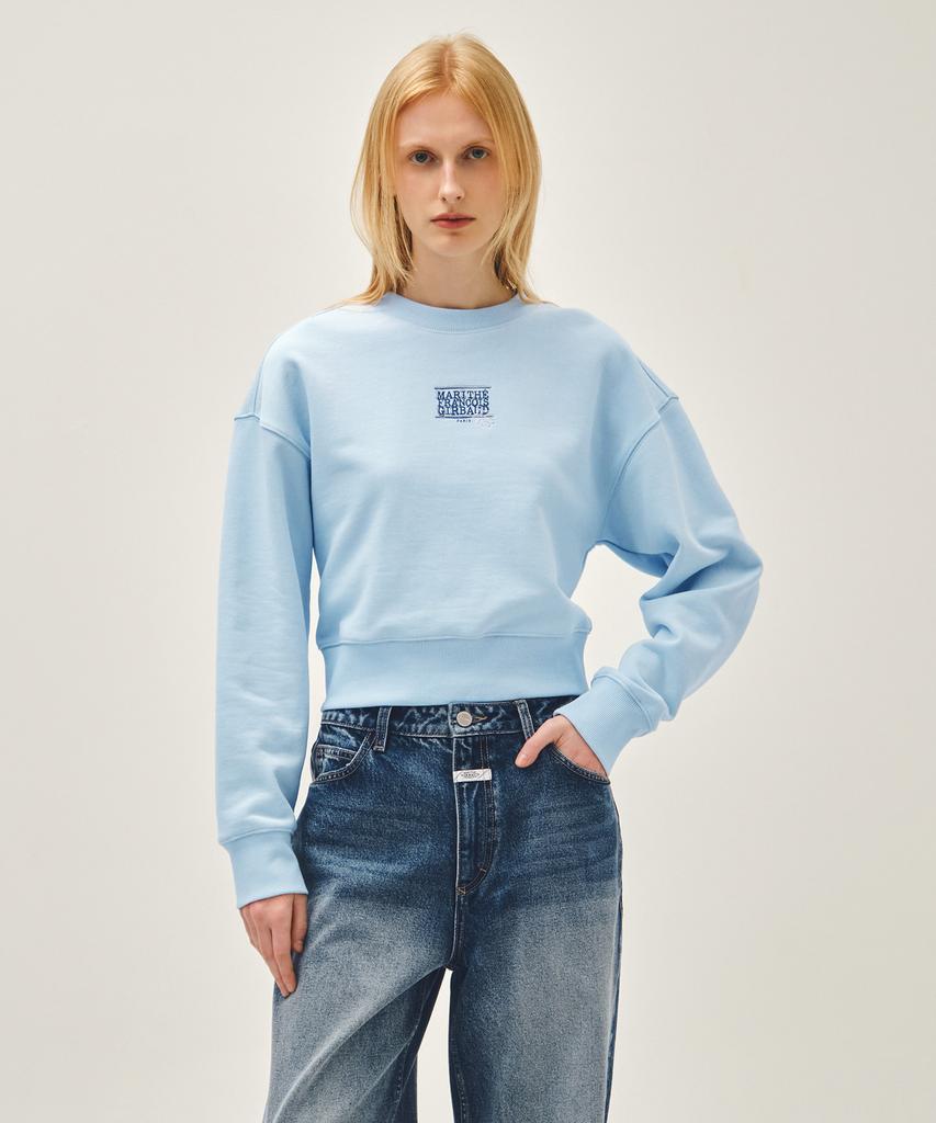 Malittepeulangsowajeobeo W Flower Classic Logo Crop Sweatshirt Sky Blue