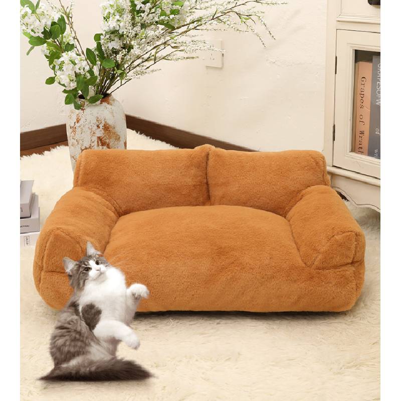 Pet Sofa Bed With Plush Bunny Fur For Small To Large Dogs Home Use