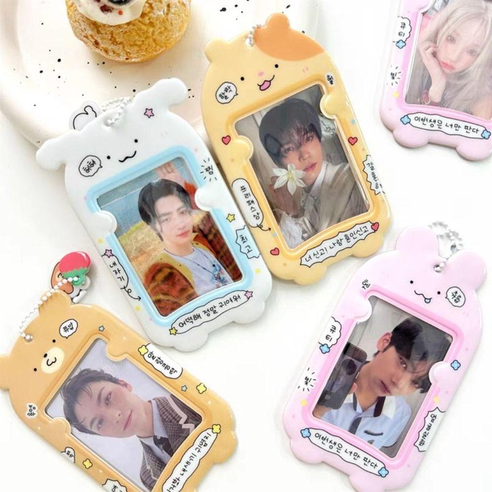 

Подвеска для карт с животными, держатель для карт с изображением автобуса, ПВХ, корейский идол, держатель для фотокарт, школьный