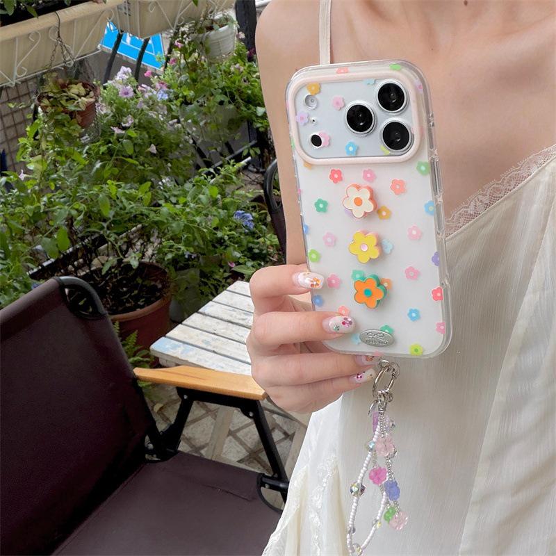 HyunA 3D Colorful Floral Chain Case for iPhone 17/16 Pro Max/15 Pro