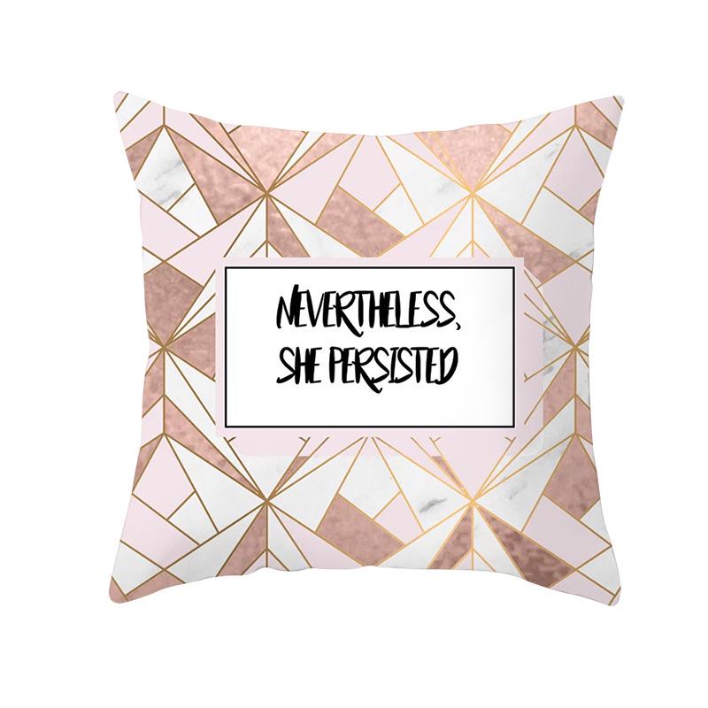 Modern Simple Pillow Cover Office Cushion Cover Pink Geometric Print Cushion Home Furnishings Home