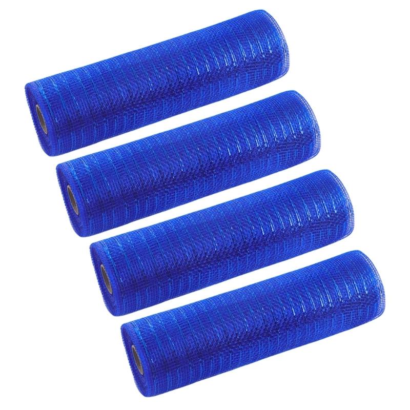 4 Rolls Durable Plastic Mesh Ribbon for Christmas Tree Decoration Perfect for DIY Projects and Festival Home Decors