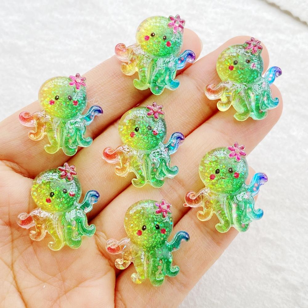 20Pcs Cute Resin Cartoon Shell, Starfish, small fish, seahorse, for Scrapbooking, Wedding Decor & DIY Jewelry Making Accessories