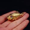 Antique-Style Brass Deep Sea Ancient Fish Ornament Handheld Decor Keychain Vintage Collectible