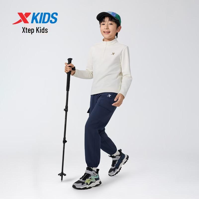 Xtep Kids Winter Fleece-Lined Windproof Cargo Pants