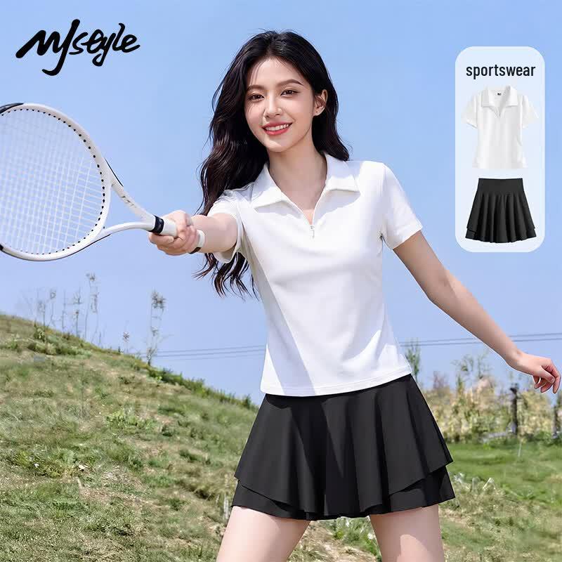 MJ STYLE Women s Pleated Polo Short Set S