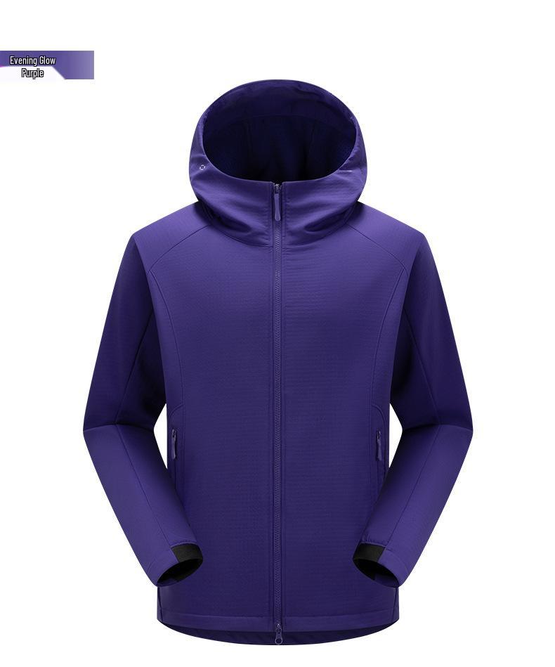 Women's & Men's Lightweight Breathable Windproof Soft Shell Hooded Jacket for Spring/Autumn Hiking & Mountaineering