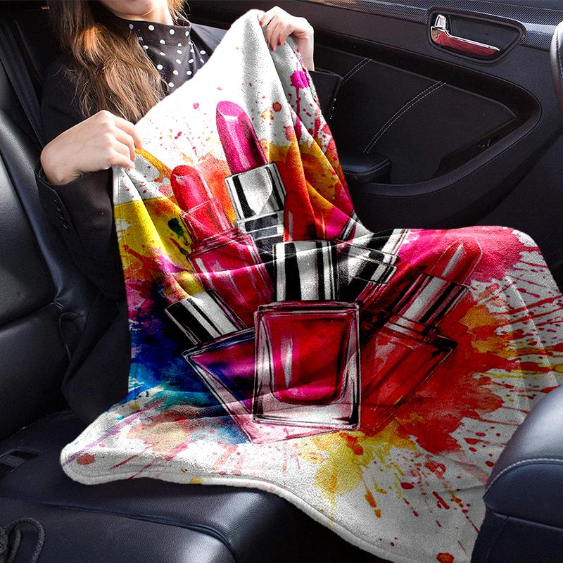 Colorful Lipstick Collection Blanket Flannel Blanket for bed, sofa, Camping, Hiking, Picnic Essentials, gift for family Fan gifts
