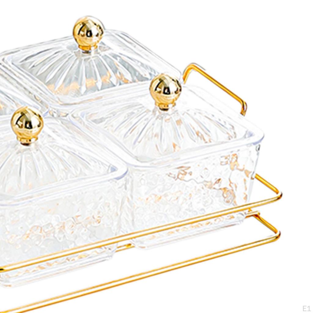 Compartmentalized Serving Tray with Removable Bowls and Lid for Snacks Fruits