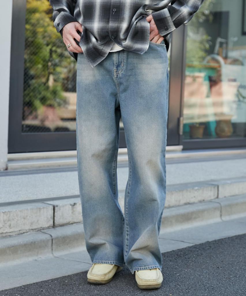 WEGO Baggy Denim Pantalon en denim baggy taille, Pantalon à jambes larges, Jeans, Pantalon, Bas, Pantalon, Vêtements, Printemps/Été, Streetwear, Décontracté, Vintage,