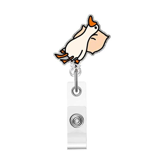 

Retractable Duck Badge Holder ID Card Clip Cute Cartoon Lanyard for Nurse Office School Spring-Loaded Reel Detachable Card Case Fun ID Accessory 1pc