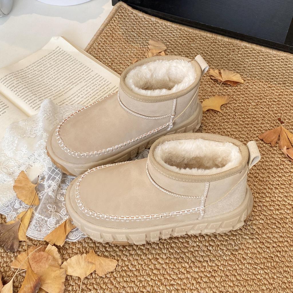 Schneestiefel Paris Reifenboden Herbst und Winter neue Schneestiefel Samt Low-Top warm dicksohlige Baumwollstiefel