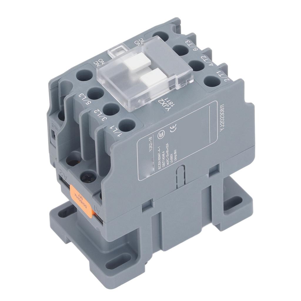 AC Contactor 3 Pole 1NO 1NC 18A Rail Mount Silver Contact Low Voltage Motor Controller 220V