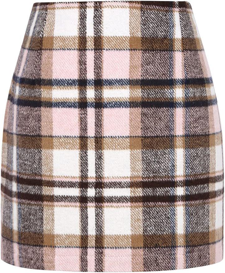 2026 Women s High-Waisted Plaid Bodycon Pencil Mini Skirt S