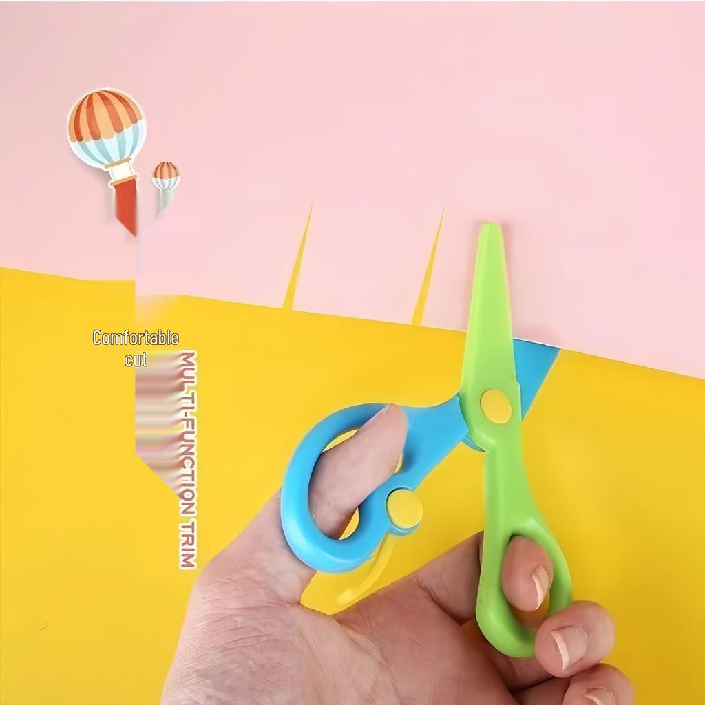 Child-Friendly Safety Scissors: Round-Headed, Spring-Loaded for Kids' Paper Crafts