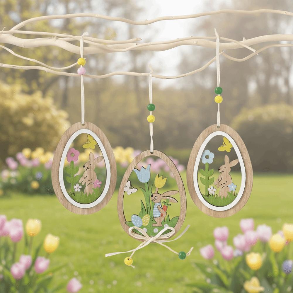 Wood Material Wooden Ornaments Easter Egg Easter Decor Easter Party Easter Ornaments Indoor Decor