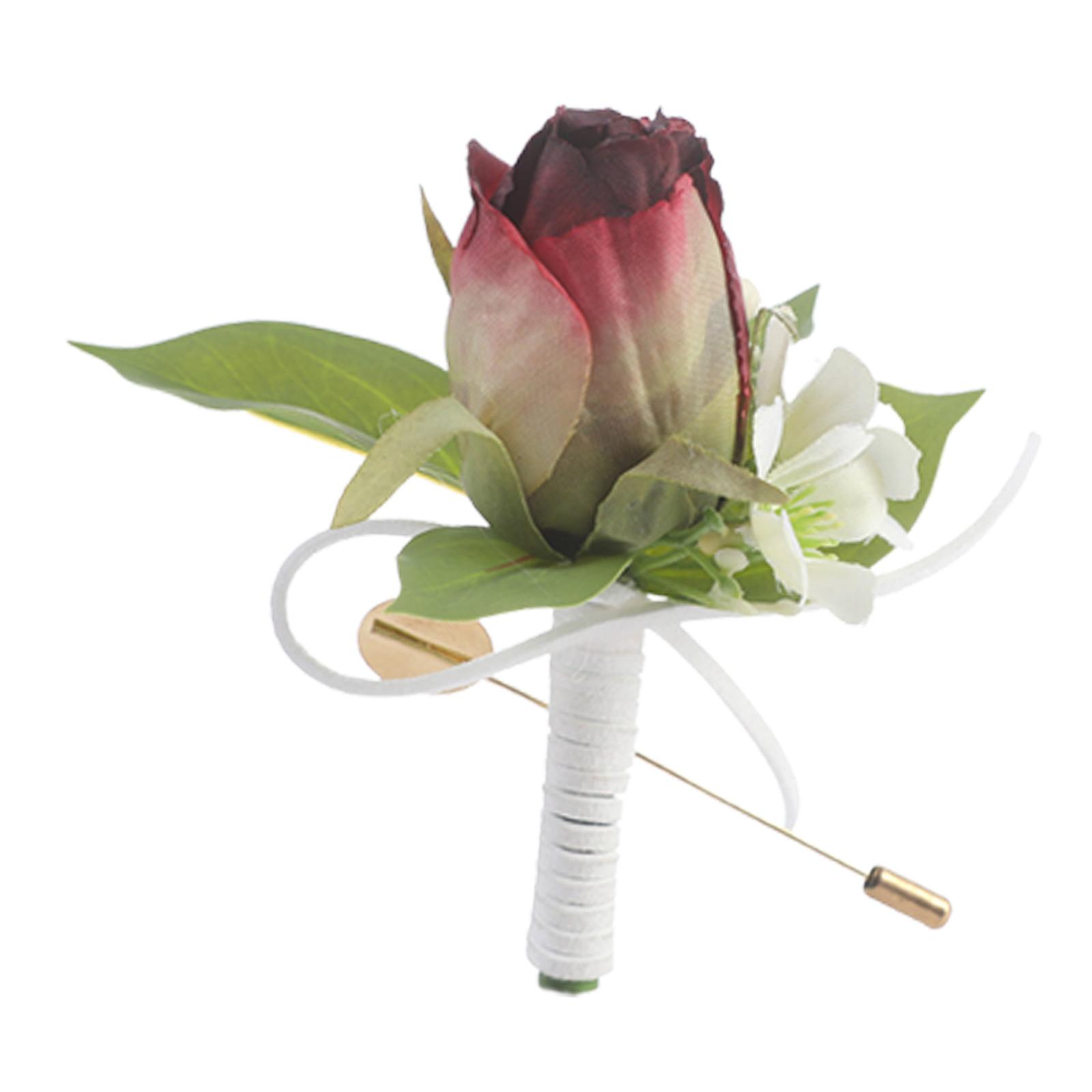 Мужская свадебная бутоньерка, брошь, булавка, деревенское элегантное украшение для костюма, бутоньерка из розы для лучших мужчин, мероприятия, вечеринка, выпускной красный