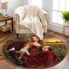 Art Artistic Style Woman and Doves in Countryside Print Round Area Rug for Entryway and Home Decor