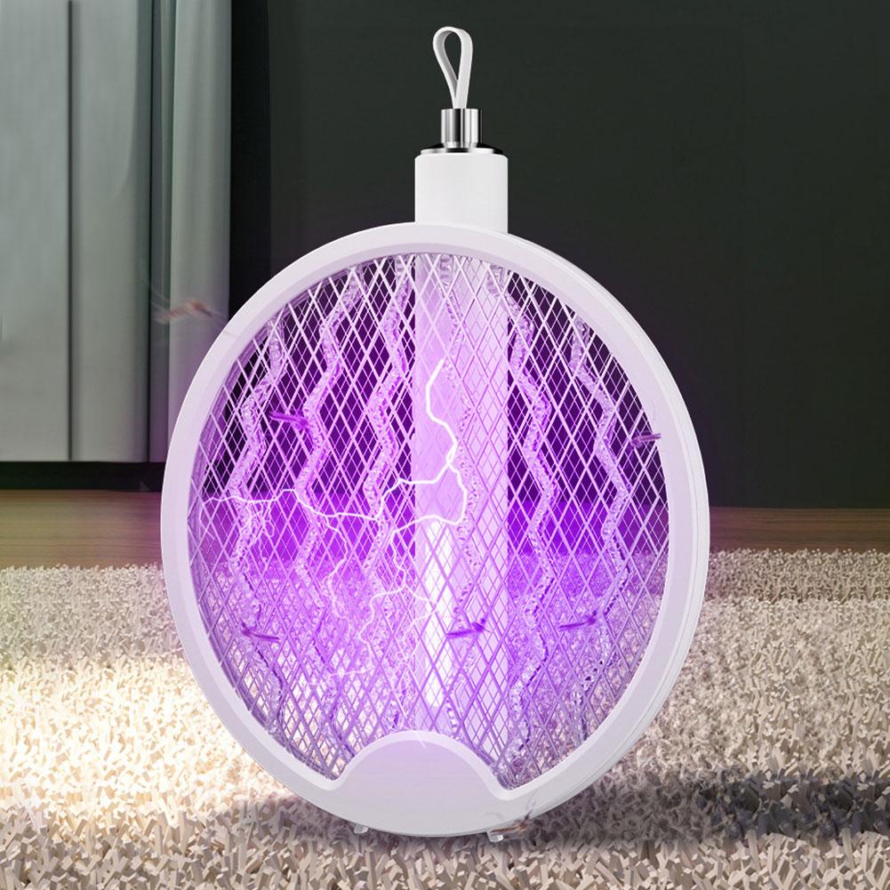 Electric Mosquito Killer Racket with Attractant Light Foldable Mosquito Insect Killer USB Rechargeable Pest Control for Bedroom