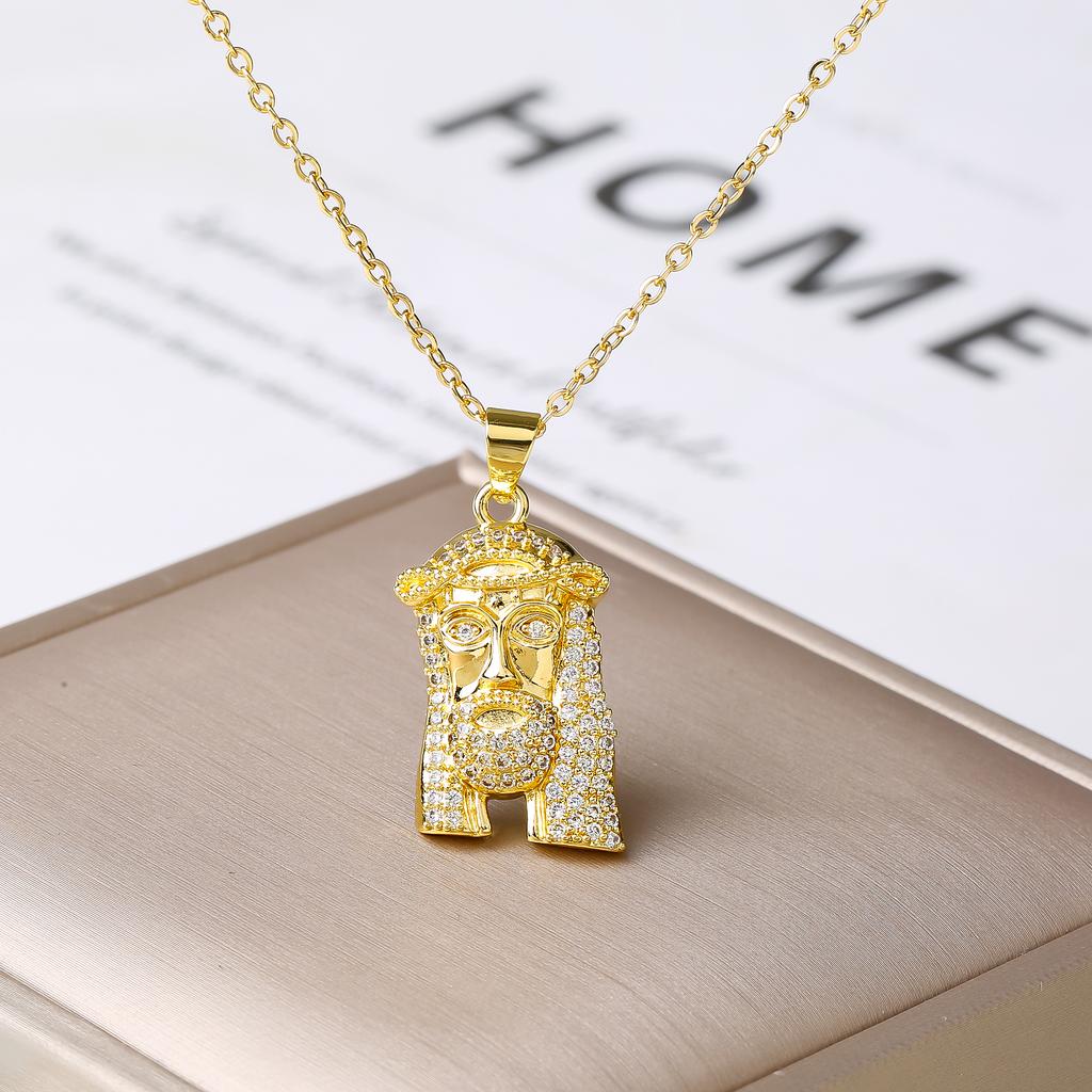 New Arrival Religion Moon/Arch Shaped Virgin Mary Jesus Zirconia Pendant Necklace Elegant Vintage Charm Jewelry Gift for Women