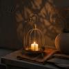 Rustic Style Metal Lantern Vintage Birdcage Candle Holder Tealight Decorative Artistic Display Stand for Home Decor Dining Table Living Room