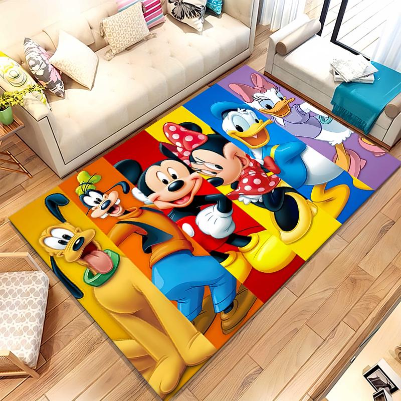 Cartoon Mickey Minnie Mouse Donald Duck Living Room Non-Slip Area Rug Soft Carpet for Bedroom Playroom Sofa,Home Decor Doormat