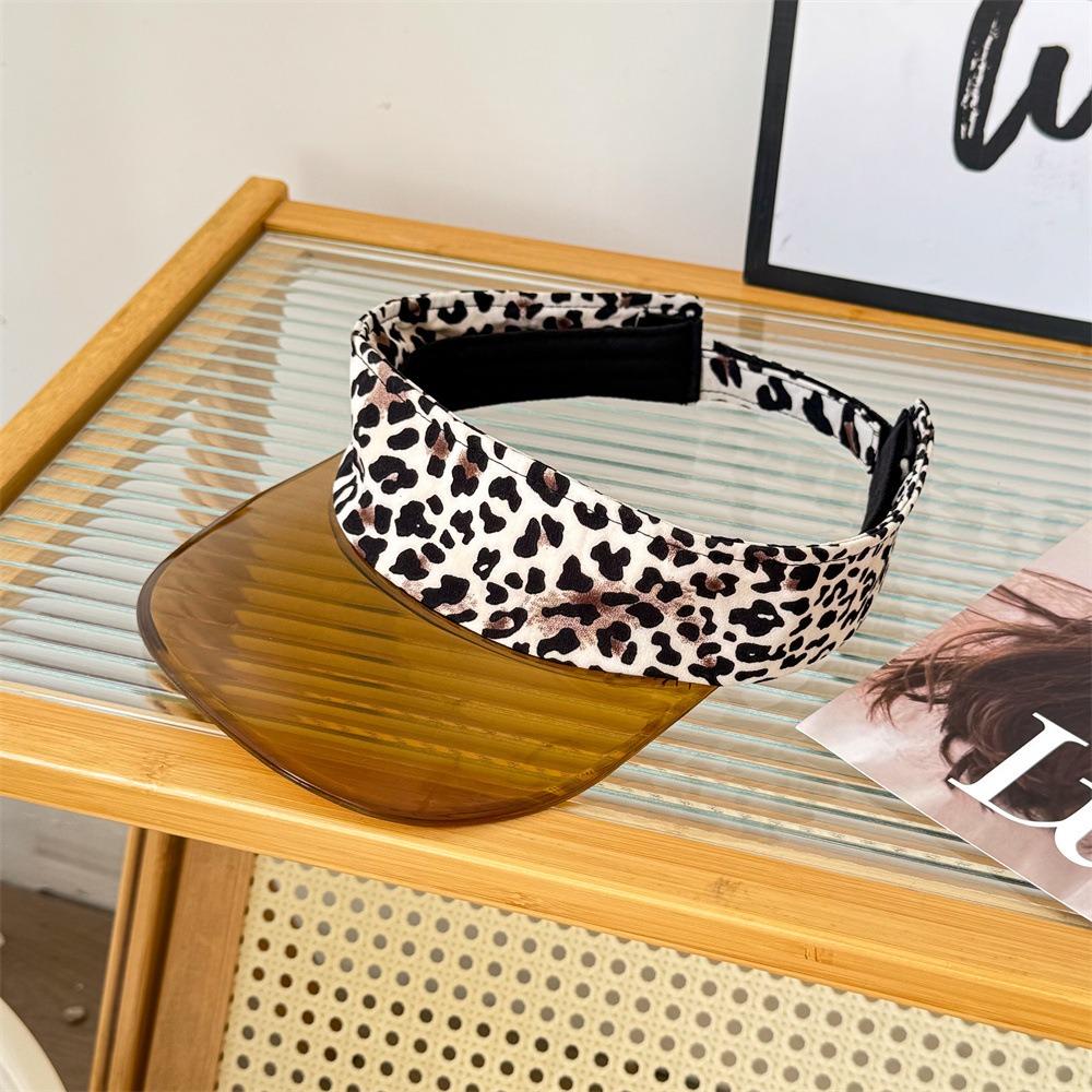 UV-Schutz Leopardendruck Visierkappe Unifarbene Sonnenkappe Modischer Transparenter Hohlhut Camping